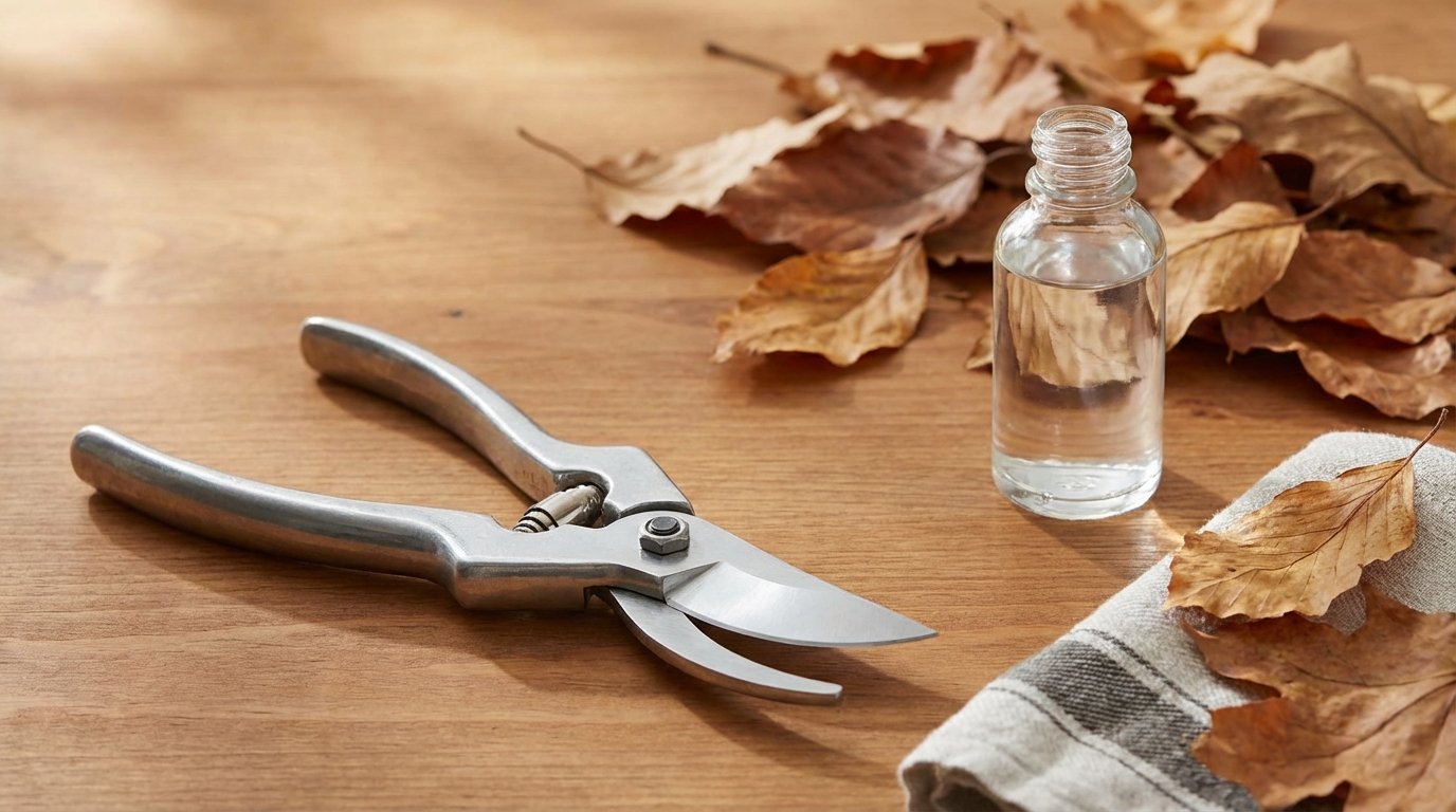 Дезінфекція секаторів спиртом восени для захисту саду