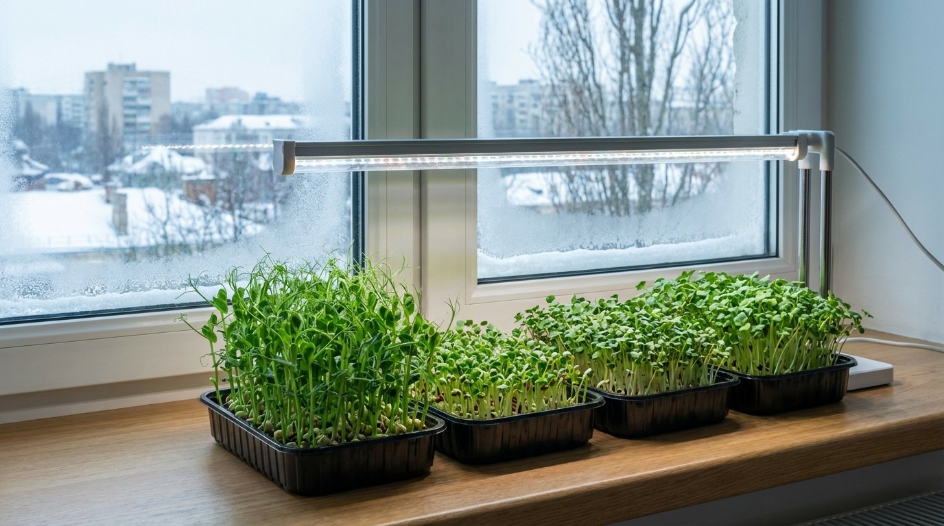 Зимова мікрозелень на підвіконні від вирощування до прибутку