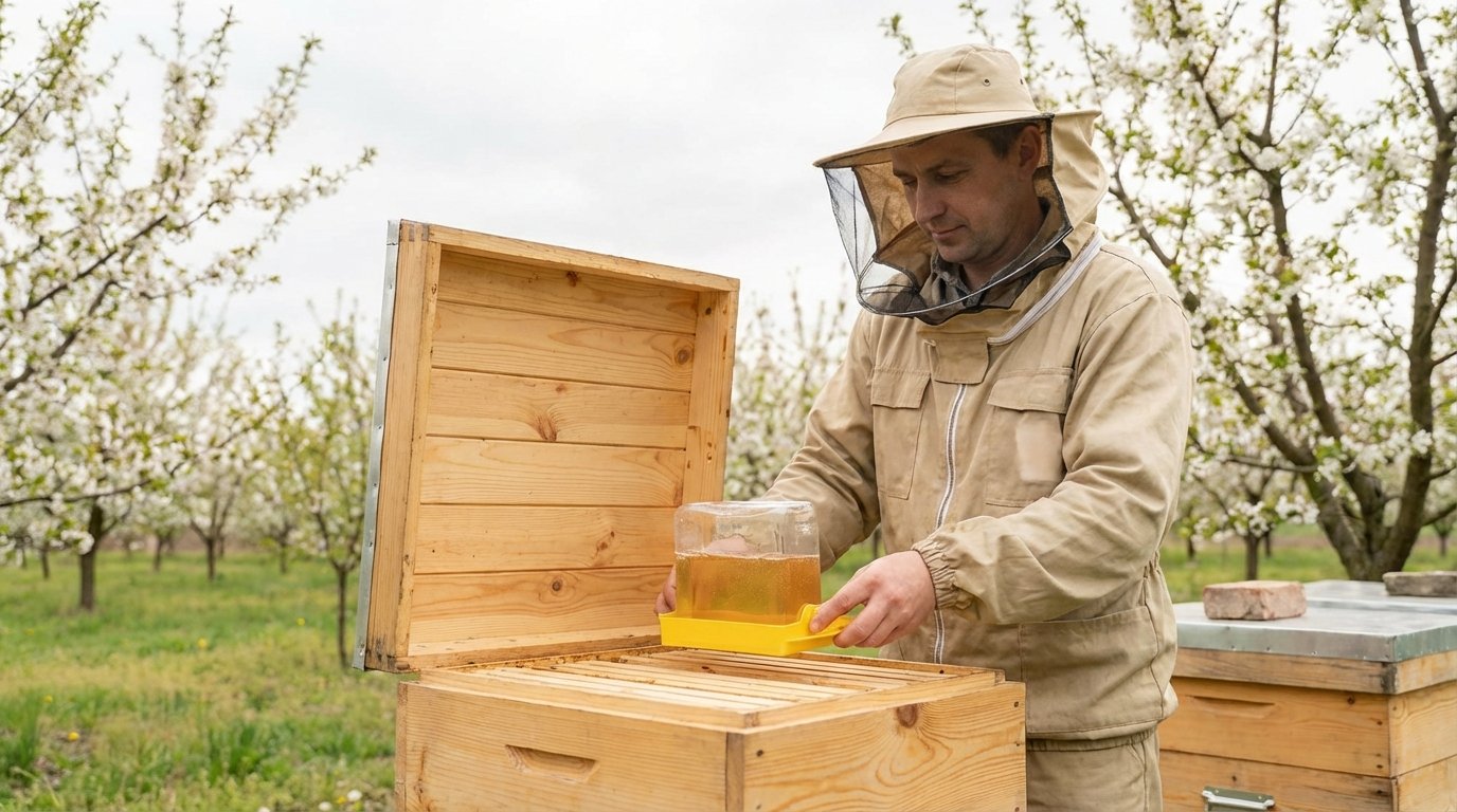 Підгодівля бджіл цукром та медом для кращого запилення