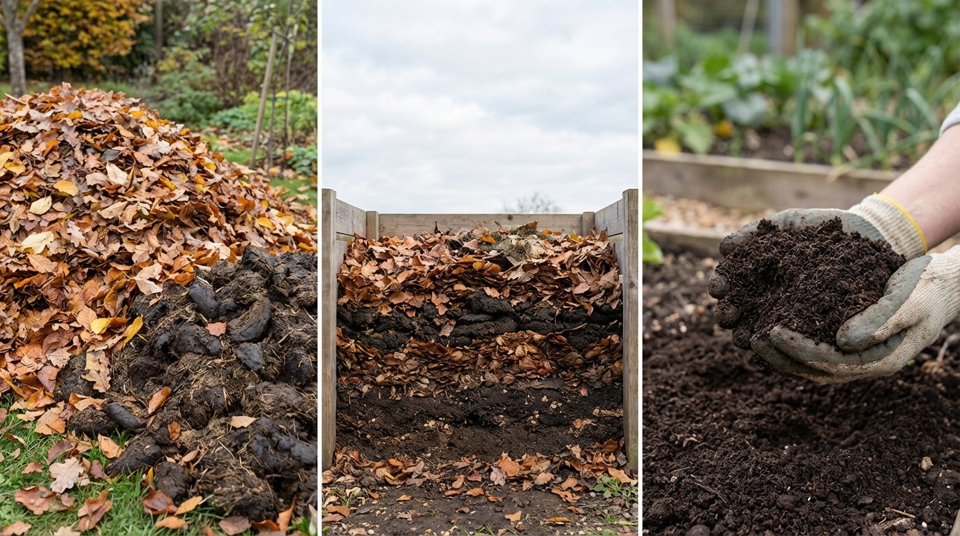 Компост із листя та гною дешеве добриво за 8 місяців