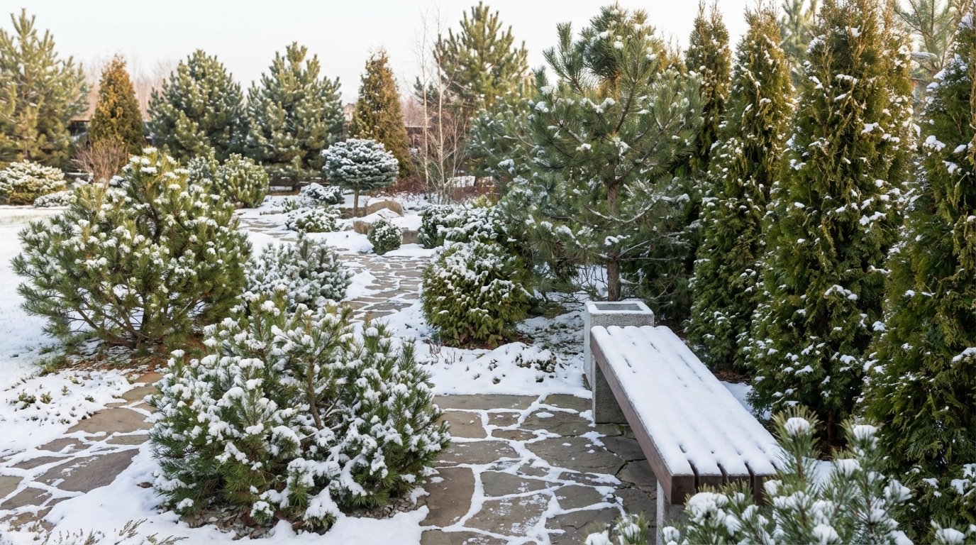 Карликові сосни і туя західна для зимового саду
