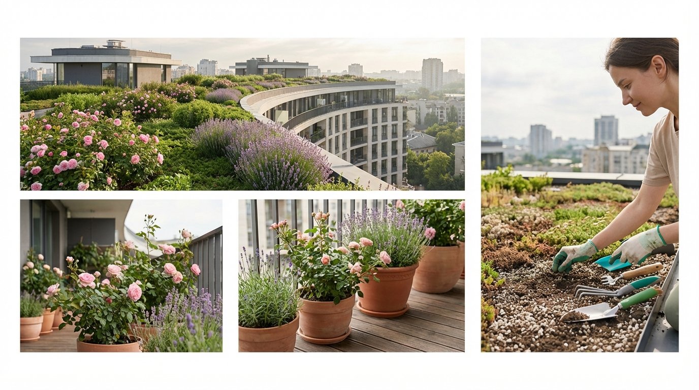 Квіткові дахи Києва: троянди, лаванда, поради городникам