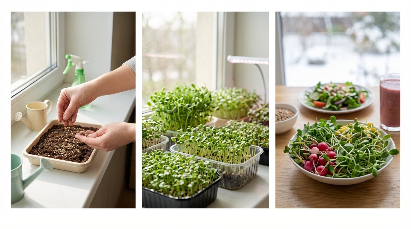 Мікрозелень на підвіконні взимку покрокове домашнє городництво