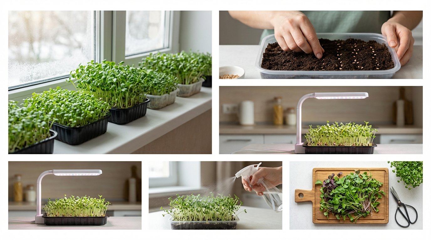 Мікрозелень взимку на підвіконні за 7–10 днів